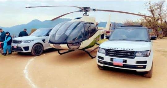 helicopter with cars